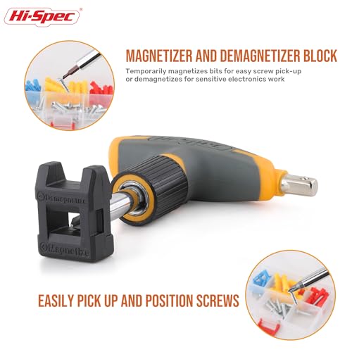 Hi-Spec 30pc Magnetic T-Handle Ratchet Wrench and Screwdriver Set. Small Compact Hand Tool Kit Set with Sockets for Home & Car & Office. Toolkit Starter Repairs in a Portable Tool Box Case - color: Yellow