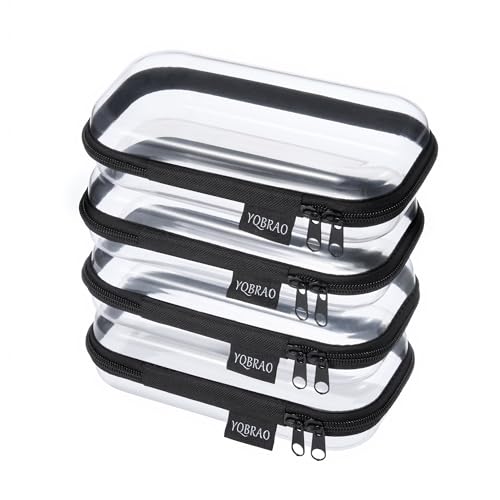 YQBRAO 4-Pack Clear Hard Shell Zipper Case, 1.2mm Ultra-Thick Diaper Bag Organizer Pouches, Rigid Self-Standing Travel Makeup Bags with YKK Zippers, TSA Approved, Black - color: Black, size: 4 Pack(S)