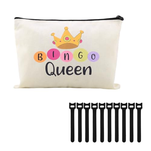 Funny Bingo Gifts for Women Bingo Queen Makeup Cosmetic Bag Gambling Player Gambler Toiletry Skincare Storage Bags Pouch Casino Lover Gamer Accessories Birthday Gifts for Friends - color: Bingo Queen