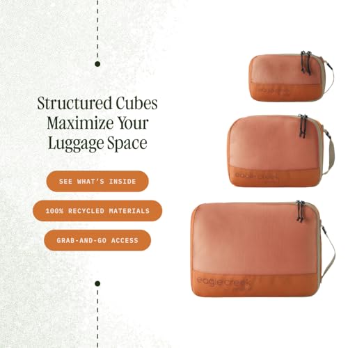 Eagle Creek Pack-It Reveal Cube Set - Packing Cubes for Compartmentalizing Luggage - Durable - Ultra-Lightweight - Water-Resistant - Easy Grab Zipper Pull - Mesh Windows - Mandarin - XS/S/M - color: Mandarin