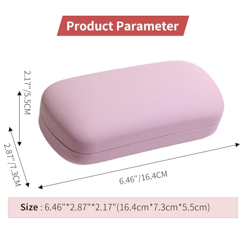 PERFECTSIGHT Sunglasses Case, Large Hard Shell Glasses Case, Cute PU Leather Protective Eyeglasses Case for Women Men - color: Pink