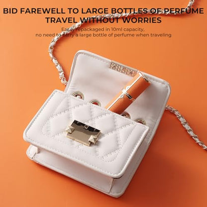 kuangre 10ml Atomizer Perfume Spray Bottle, Empty Cologne Dispenser, Portable Sprayer Travel Essentials for Many Scenes Gifts. - color: Starry Orange-10ml