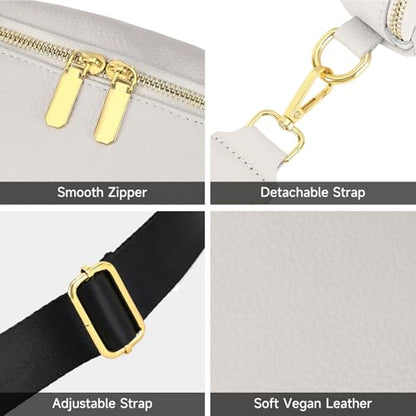 GAEKEAO Crossbody Bags for Women Fashion Sling Purse Fanny Pack Leather Belt Bum Bag Chest Shoulder Bag for Travel Beige - color: A02 Beige