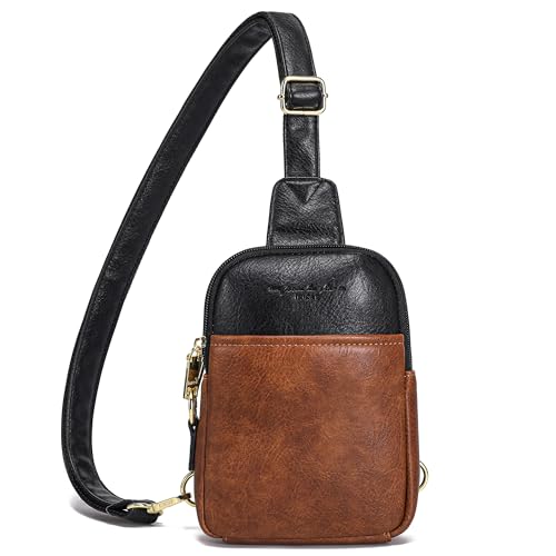 Haytijoe Small Anti Theft Crossbody Bag for Women Faux Leather Lightweight Sling Bags RFID Blocking Fanny Pack for Travel - color: Black Brown