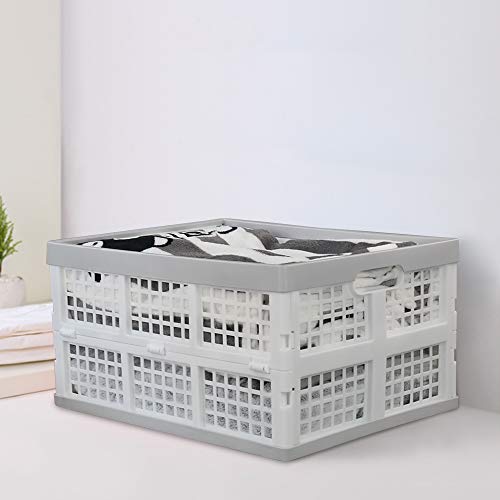 Vababa 28 L Plastic Collapsible Storage Bins, Stacking Utility Foldable Basket, Set of 3 - size: 28 L