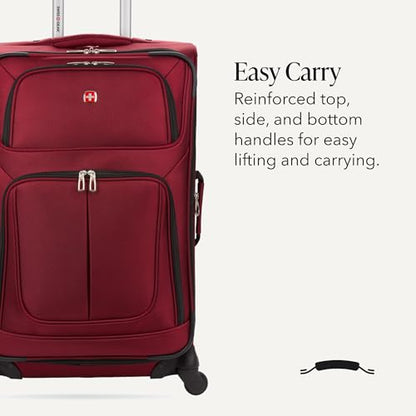 SWISSGEAR Sion Softside Expandable Spinner Luggage Durable Lightweight Travel Suitcase, Burgundy, Checked-Medium - color: Burgundy, size: Checked-Medium