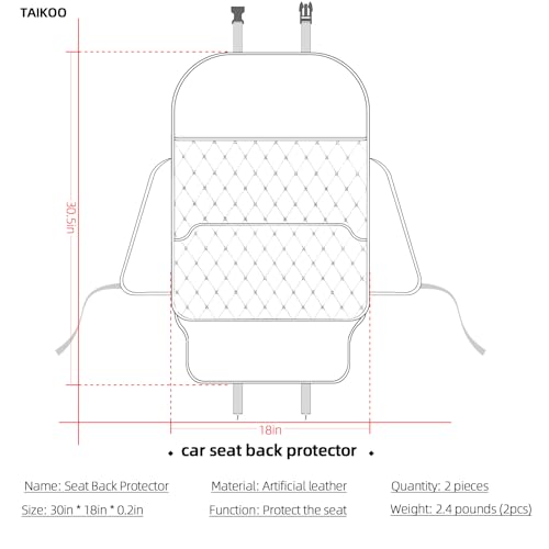 TAIKOO Seat Back Protector,Shields Seat Backs from Kicks and Adds Storage | kick mats back seat protector easy to install and clean, well-crafted, sturdy, durable and stylish.2 Pack - color: Style A-Brown