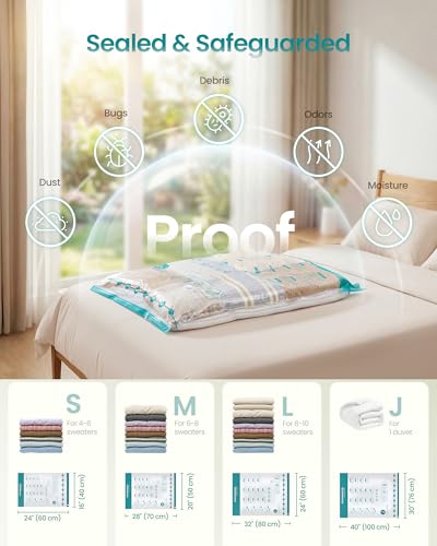 SONGMICS Vacuum Storage Bags, Rechargeable Portable Electric Pump, Space Saver Vacuum Seal Suction Bags for Clothing Travel Bedding Comforters, Reusable, 15 Pack, 3S/4M/4L/4J, Transparent ULVB203W101 - style: 3S+4M+4L+4J+USB Pump