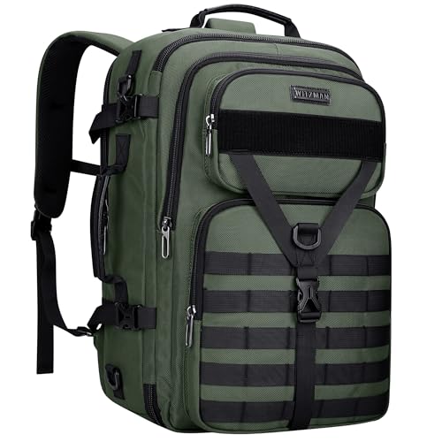 WITZMAN Carry On Travel Backpack for Men Large Convertible 45L Fit 17 Inch Laptop Backpack 3 in 1 Bag for Airline Approved(B688 Light Green) - color: Light Green