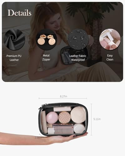 Pocmimut Mini Makeup Bag with Small Cosmetic Bag Travel Essentials Organizers,TSA Approved Toiletry Bag Makeup Pouch Clear Cosmetic Bags for Women Men,Black - color: Black, style: Small+mini