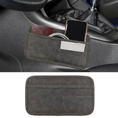 Car Seat Side Pocket Organizer, Suede Auto Door Storage Pouch, Mini Self-Adhesive Car Console Organizer, Universal Vehicle Cell Phone Holder for Key, Pen, Sunglasses(Gray) - color: Gray