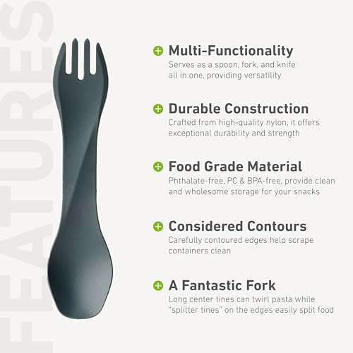 humangear GoBites Uno | Travel & Camping Utensils | Portable & Convertible Dining Ware | Multi-Functional Spork, Dark Gray - color: Dark Gray
