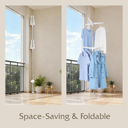 Beaudaily Clothes Drying Rack, Foldable 74.8-Inch Laundry Drying Rack, Indoor 2 Tier Drying Rack Clothing with Rotatable Arms, Stainless Steel, Holds 54 Pieces, Space Saving, White and Silver - color: White + Silver, size: 2-Tier
