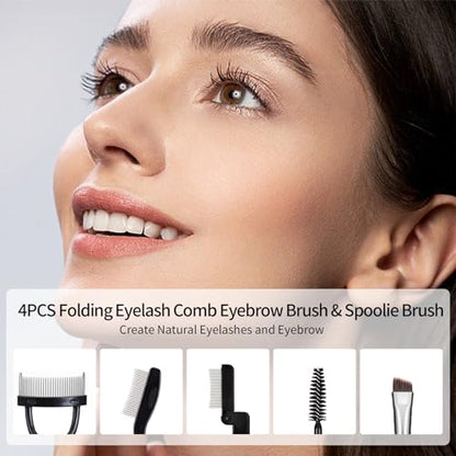MSQ Eyebrow Brush and Comb Folding Eyelash Brush Eyelash Separator Eye Brow Comb & Spoolie Brush Professional Mascara Brushes Eye Makeup Tools Set 4PCS - size: 4 PCS