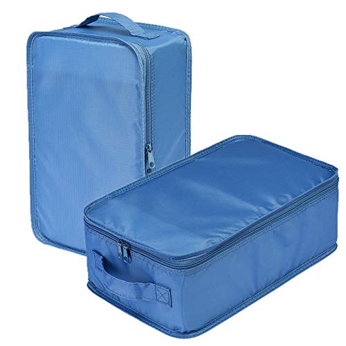 Travel Shoe Bags, Foldable Waterproof Shoe Puches Organizer-Double Layer (Sea Blue2) - color: Sea Blue, size: 2 Packs