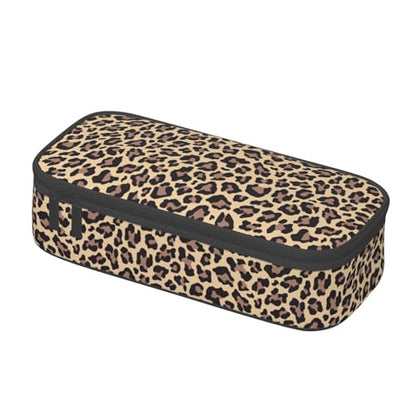 Perinsto Leopard Print Pencil Case Big Capacity Multi Compartment Stationery Box Pencil Pouch Holder Desk Organizer For School Office Home - color: Leopard #02