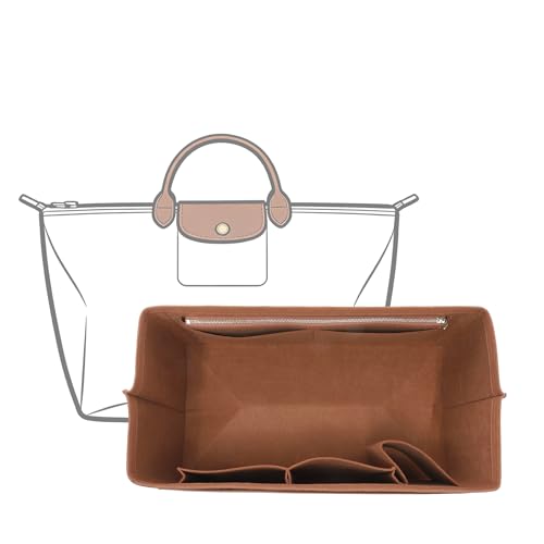 Purse Organizer Insert Compatible with Longchamp Le Pliage L Travel Bag, Brown/LB - color: Gold Brown, size: L Travel Bag