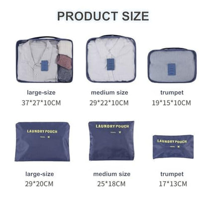 6 Set Packing Cubes with Laundry Pouch - Travel Luggage Organizer Bags for Luggage, Carry-On Suitcase Clothes Compression (Green)