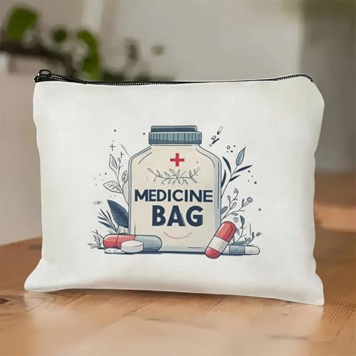 Medicine Storage Pouch with Diabetes, Medicines Bag, and Medical Supply Designs, White Canvas Zipper Cases, Multi-Use Functionality (Gift for Birthdays, Graduation, Christmas) (Style B) - style: Style B