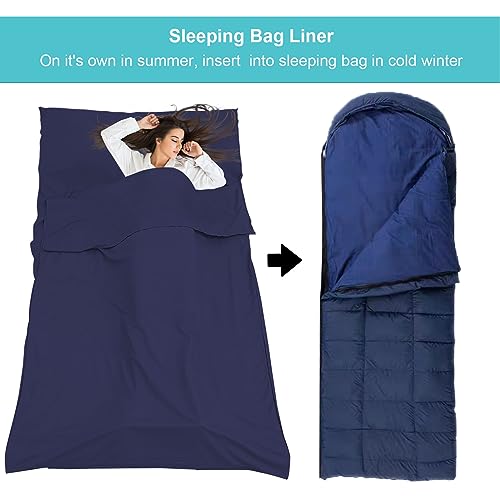 Sleeping Bag Liner,Travel Sheet & Adult Sleep Sack, Camping Sheets Travel Sleep Sack for Backpacking,Hotels & Hostels -Lightweight Single &Double Travel Sheet Camping Sheets - color: Single Navy