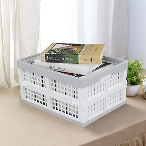 Vababa 3-Pack Plastic Stackable Collapsible Storage Crate, 15 L Stacking Folding Storage Basket - size: 15 L