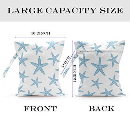 Wet Bag, Wet Dry Bag, Wet Bag for Swimsuit Travel Beach Pool Dirty Yoga Gym Clothes Makeup Bag Beach Wedding Supplies Waterproof Reusable Shell Pearl Starfish Gifts - color: Starfish