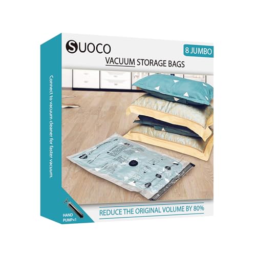 Vacuum Storage Bags, Compression Packing Space Saver Seal Bags for Clothing Bedding Comforters Blankets Pillows, 8 Jumbo - size: 8 Jumbo