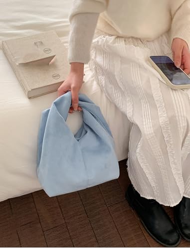 Slouchy Suede Crescent Crossbody Purses Women Cute Hobo Bags Trendy Satchels Underarm Shoulder Bag Travel Tote Handbag 2026 - color: A Suede Light Blue-no Strap