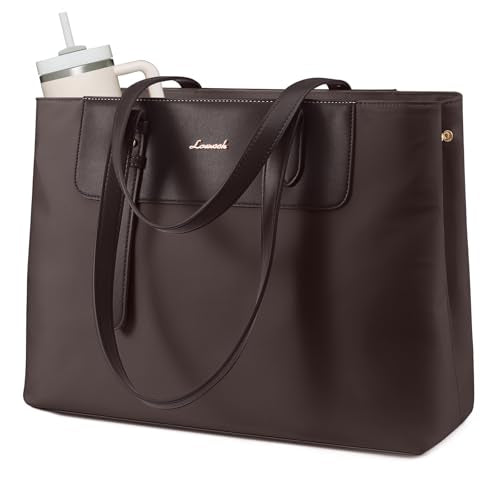 LOVEVOOK Laptop Tote Bag for Women 15.6 Inch, Water-Resistant Work Tote Bag Large Capacity Computer Bag Briefcase Handbag - color: Chocolate Brown, size: 15.6Inch