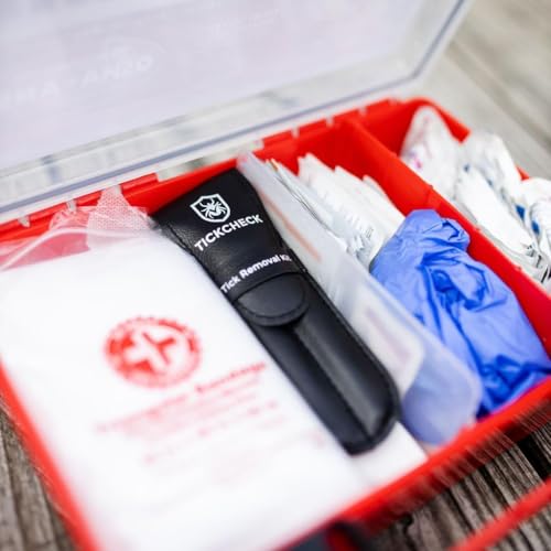 TickCheck Premium Tick Remover Kit - Stainless Steel Tick Remover + Tweezers, Leather Case, and Free Pocket Tick Identification Card (1 Set)