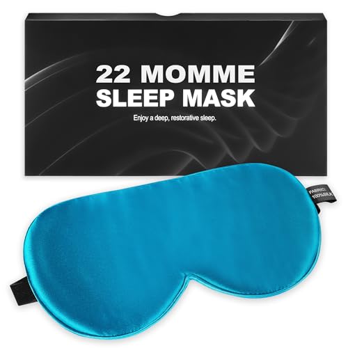 Silk Sleep Mask 100% 22 Momme Mulberry, Sleep Eye Mask for Women Men, Blackout Blindfold with Adjustable Strap, Side Sleeper Eye Cover, Soft Eyeshade Filled with Premium Mulberry Silk (Peacock Blue) - color: 22 Momme-peacock Blue