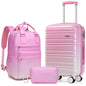 LARVENDER Carry on Luggage 22x14x9 Airline Approved Hardshell Suitcase with Wheels TSA Lock, PC+ABS Lightweight Suitcase Set for Women with Travel Backpack, Peach Sparkling, 3 Piece Set - color: Peach Sparkling-20BP, size: 3 Piece Set (Backpack/TB/20)