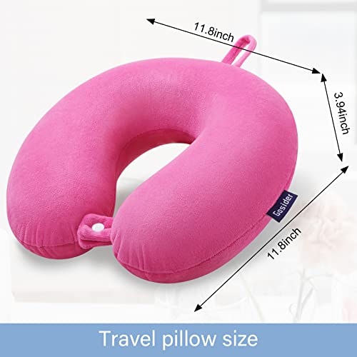 Travel Pillow Memory Foam, Comfortable Travel Neck Pillow U Shape, Support Neck and Head to Relieve Fatigue, Portable Neck Pillow Suitable for Planes, Trains, Self-Driving Cars - color: Deep Powder