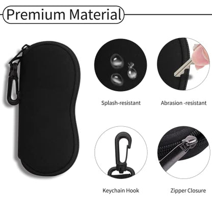 Hion Sunglasses Soft Case Ultra Light Neoprene Zipper Eyeglass Case With Belt Clip - color: 4pcs-2pcs Black+2pcs Khaki