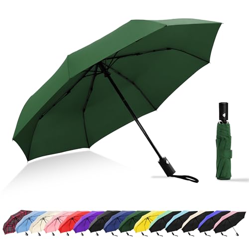 Travel Umbrella UV Sun Protection - Compact Mini Travel Size Automatic Windproof for Backpack or Purse, Lightweight Outdoor Parasol - color: Dark Green