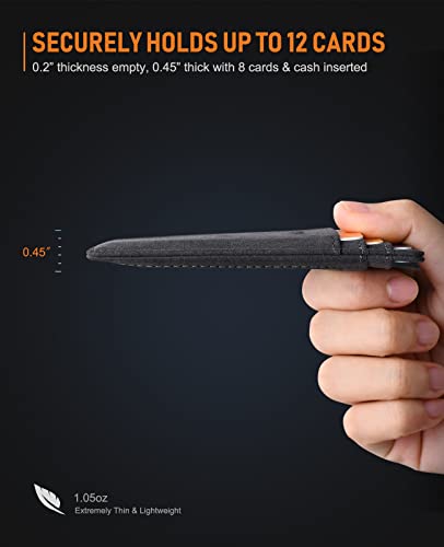 Buffway Slim Minimalist Front Pocket RFID Blocking Leather Wallets for Men and Women - At Sahara Carbon Black - color: At Sahara Carbon Black