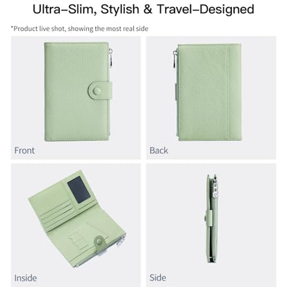 Genuine Leather RFID Blocking Passport Holder Wallet, Multi-Functional Travel Document Organizer with SIM Card Slots (Dark Khaki) - color: Dark Khaki