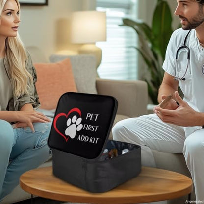 First Aid Kit Bag Pet Paw Hearts Print Empty Medic Bag for Pet Friendly Households and Outdoor Adventures Featuring Wear Resistant Material Breathable Construction Easy Access - color: Pet Paw Hearts