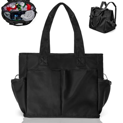 Odoland Soft Cooler Bag - Leakproof & Insulated, 2-in-1 Collapsible Design, Dry/Wet Separation, Large Soft Sided Cooler with Multi-Pocket Design for Beach, Picnic, Camping, Day Trip, Family Size - color: Black