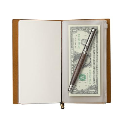 WANDERINGS A5 Travelers Notebook Bundle – 6" x 8.5" (15 x 22cm) – Genuine Leather Journal with Pen Holder, Pen, 2 Ink Refills, PVC Folder & Binder Clip - size: A5