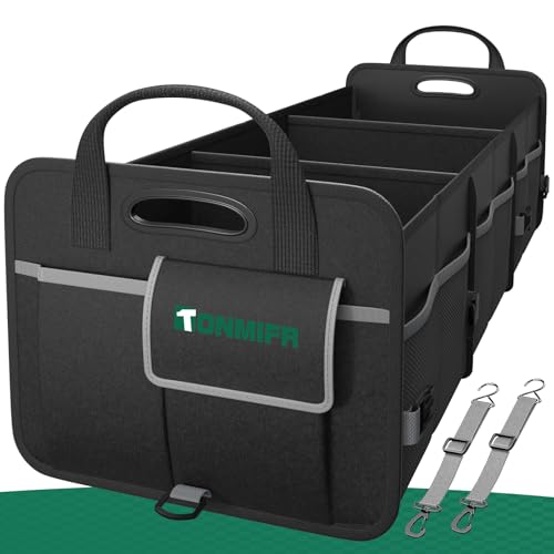 Heavy-Duty Trunk Organizer & Multi-Compartment Storage Box for SUV/Sedan/Minivan,600D Waterproof Oxford,2 Securing Hooks & Reflective Strips-Large Capacity Organiser(92L) - size: 92l (Organizer Only)