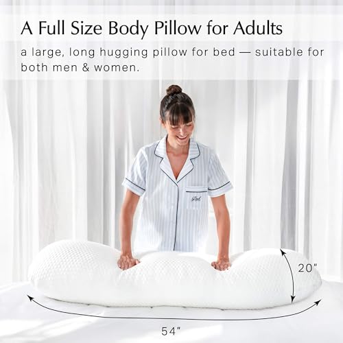 Aricove Body Pillow for Adults, Side Sleeper Pillow for Bed, Full Body Support in Long & Large Size, Tencel Lyocell Cover, Firm Memory Foam & Soft Microfiber, 20x54 inch, Machine Washable - size: Body Pillow Size 20"x54"
