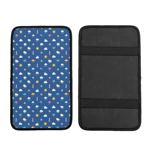 Center Console Cover Weather Pattern Summer Or Winter Spring for Car, Neoprene Armrest Pad Seat Box Cushion, Trucks Automotive Decor - color: Picture (877)
