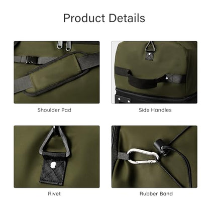 32" Soft-Sided Foldable Wheeled Duffle Bag, 110L Expandable 140L Rolling Travel Bag with Matching Storage Pouch, Updated Army Green - color: Army Green