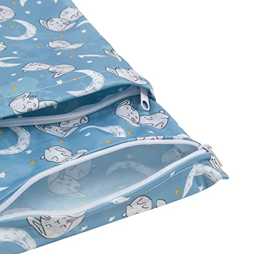 babygoal Wet Dry Bags for Baby Cloth Diapers, Washable Travel Bags, Beach, Pool, Gym Bag for Swimsuits & Wet Clothes with Two Zippered Pockets 3 Pack, 3LN28 - color: Fish and seagull