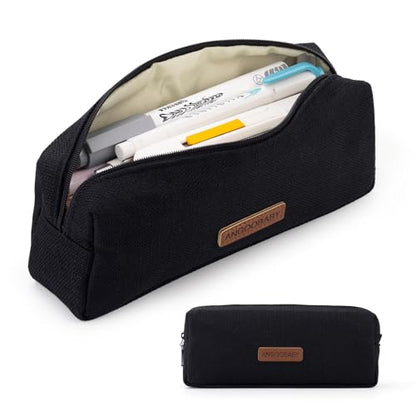 ANGOOBABY Small Pencil Case Student Pencil Pouch Coin Pouch Cosmetic Bag Office Stationery Organizer for Teen School - Black - color: black