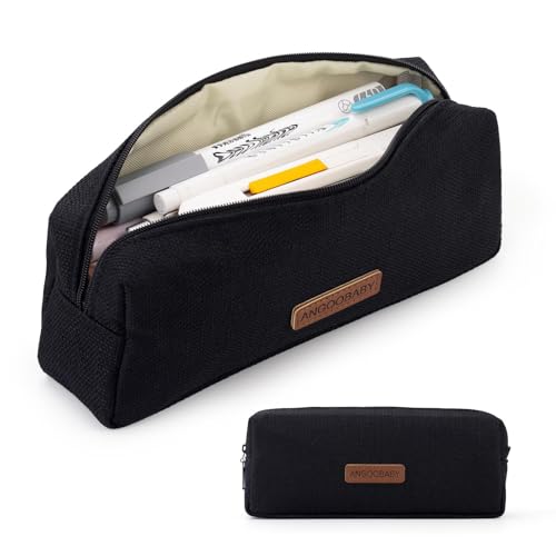 ANGOOBABY Small Pencil Case Student Pencil Pouch Coin Pouch Cosmetic Bag Office Stationery Organizer for Teen School - Black - color: black