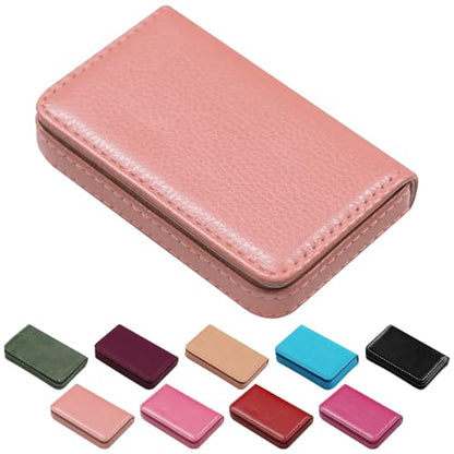 Business Credit Card Holders, Magnetic Sealing Anti Drop, PU Leather Debit Card Protector Organizer Case (Rose Pink) - color: Rose Pink