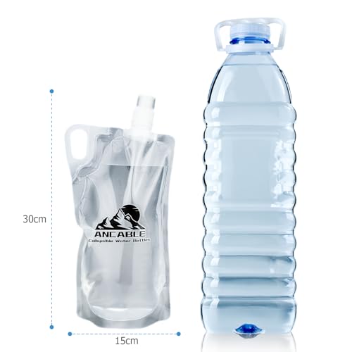 Ancable 33oz (1L) Collapsible Water Bottles, 3-Pack Reusable Travel Foldable Water Bottles for Hiking Camping Running Bike, BPA-Free Water Bottle - color: Clear x 3, size: 33 Ounces