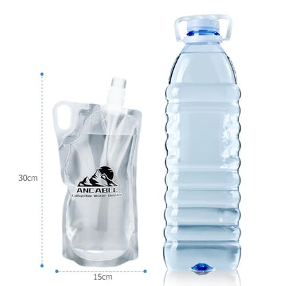 Ancable 33oz (1L) Collapsible Water Bottles, 3-Pack Reusable Travel Foldable Water Bottles for Hiking Camping Running Bike, BPA-Free Water Bottle - color: Clear x 3, size: 33 Ounces